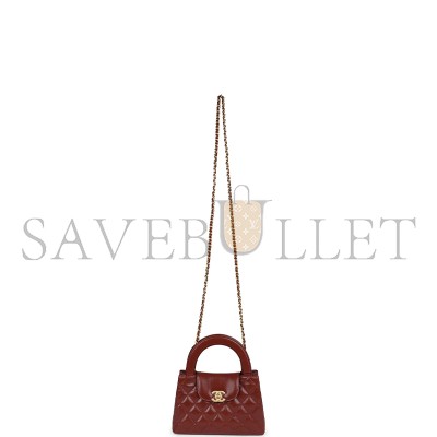 CHANEL MASTER BROWN QUILTED AGED CALFSKIN MINI KELLY BRUSHED GOLD HARDWARE AS4416 (19*13*7cm)